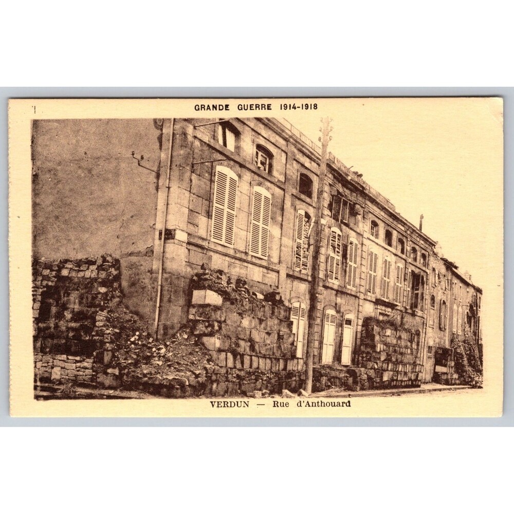 WWI Verdun France Postcard Rue d'Anthouard Ruins Grande Guerre 1914-18 Conbier